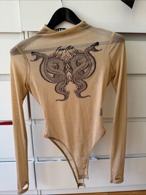 I.AM.GIA Beige Mesh Top